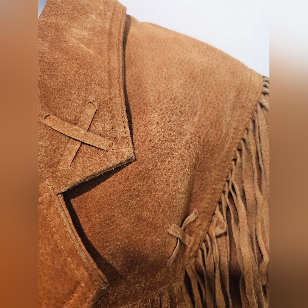Vintage Wilsons Brown Suede Fringe Jacket Westerncore Cowboy Small - Picture 4 of 9
